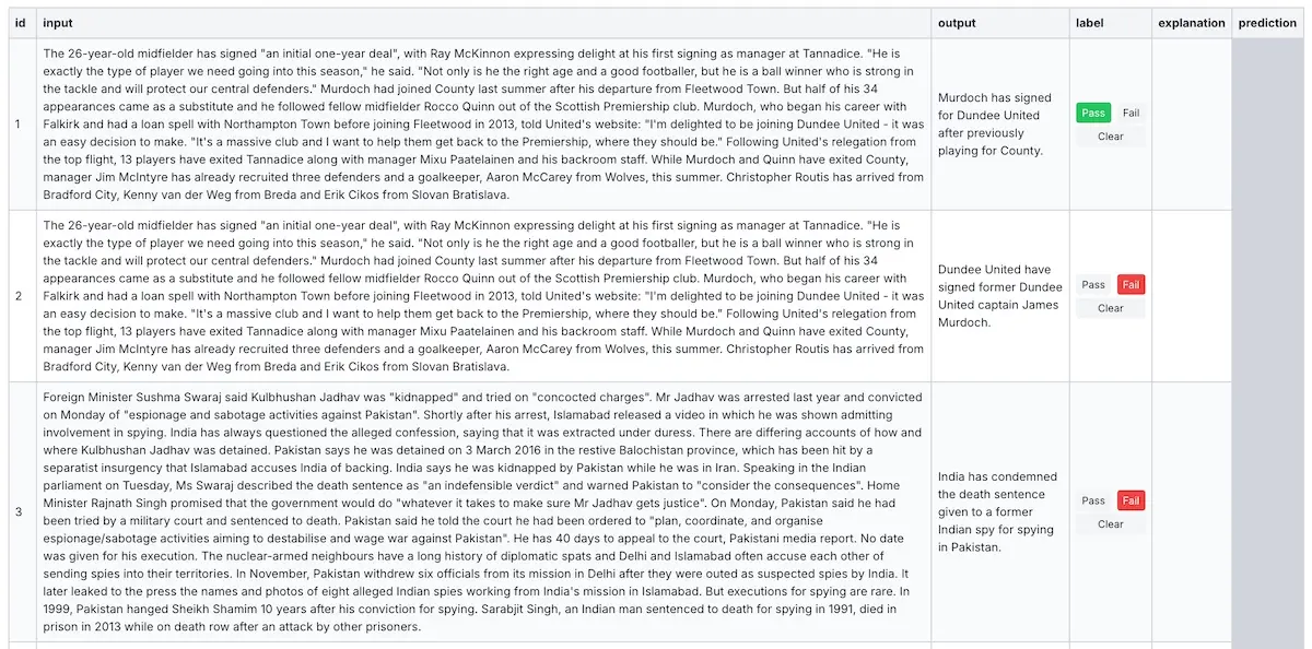 How the table view looks after uploading a CSV file. How the table view looks after uploading a CSV file.